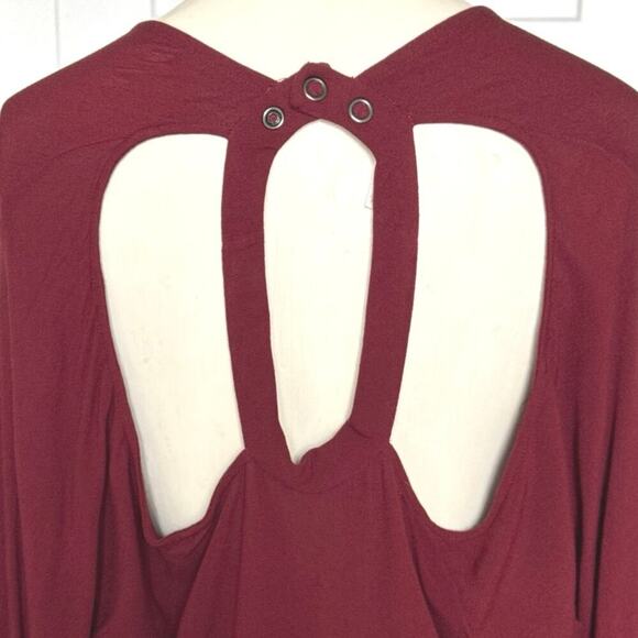 Free People Drift Away Burgundy Cold Shoulder Tunic Top Women’s Size Small - Picture 10 of 16